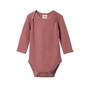 Clothing Toddler Merino: Nature Baby Merino Pointelle L/S Bodysuit (Woodland Rose)