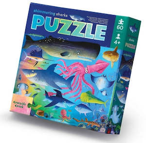 Gift Ideas For 5 7 Years: Croc Creek 60 Pce Foil Puzzle (Shimmering Sharks)