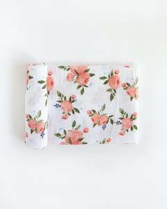 Little Unicorn Cotton Muslin Swaddle (Watercolour Roses)