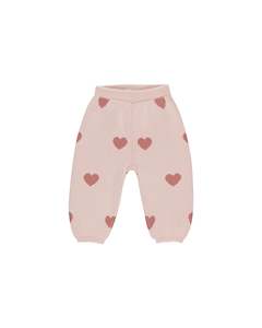 Clothing Toddler Shorts Pants: Quincy Mae Heart Knit Pants (Bubblegum)