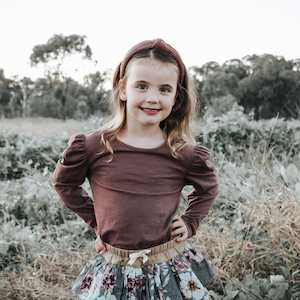 Tween Girl: Love Henry Puff Sleeve Knit Top (Mauve)