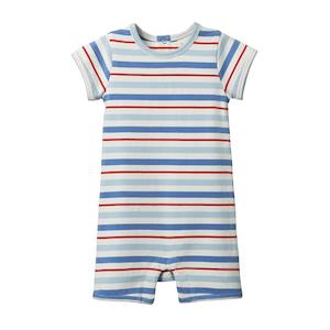 Clothing Baby Playsuits Rompers: Nature Baby Organic Cotton S/S Quincy Romper (Surf Stripe)