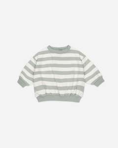 Quincy Mae Relaxed Sweatshirt (Sage Stripe)
