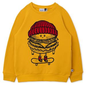 Clothing Boys Jumpers Sweats: Minti Burger Skater Furry Crew (Mustard)