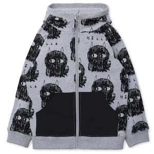 Clothing Boys Jumpers Sweats: Minti Hello Monsters Furry Zip Up (Grey Marle)