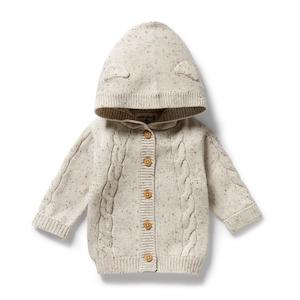 Clothing Boys Jumpers Sweats: W&F Organic Knitted Cable Jacket (Cookie and Cream) - Boys