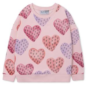 Clothing Girls Jumpers Sweats: Minti Hearts On Hearts Furry Crew (Ballet)