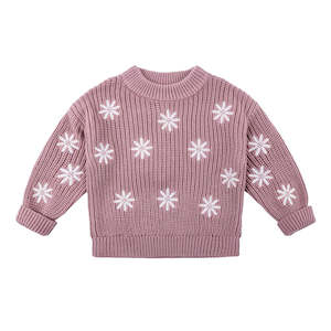 KYND Baby Embroidered Knit Jumper (Wood Rose) - Girls