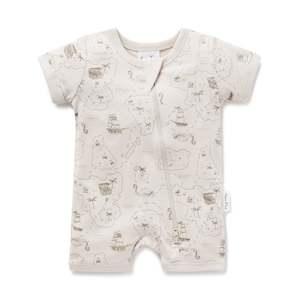 Aster Oak: A&O Pirate Map Zip Romper (Crystal Gray)