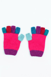 Clothing Girls Merino: Merino & Possum Kids Fingerless Gloves (Peony)
