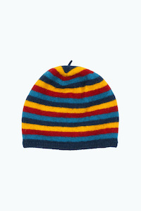 Clothing Boys Merino: Merino & Possum Kids Striped Beanie (Twilight)