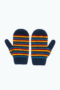 Clothing Boys Merino: Merino & Possum Kids Striped Mittens (Twilight)