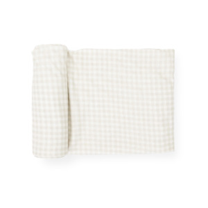 Little Unicorn Stretch Knit Swaddle (Tan Gingham)