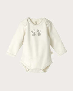 Babu Cotton Clothing: Babu Organic Cotton L/S Bodysuit (Bunnies)