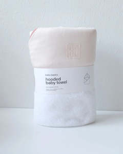 Babu Cotton Clothing: Babu Terry Hooded Baby Towel (Petal with Rose Trim)
