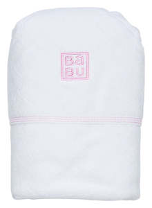 Babu Cotton Clothing: Babu Hooded Baby Towel (Pink Stitch)