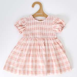 Clothing Toddler Dresses Skirts: KYND Baby Shirred Dress (Blush Check)