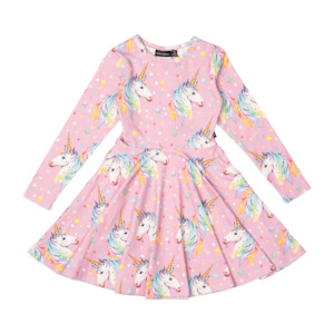 Clothing Toddler Dresses Skirts: RYK Dotty Unicorn Waisted Dress