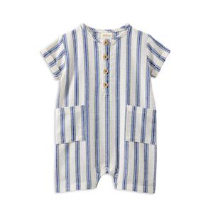 Clothing Baby Playsuits Rompers: Milky Baby Stripe Linen Romper