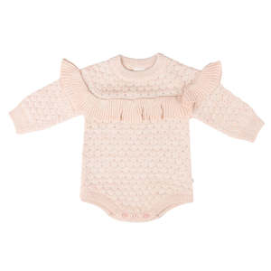 KYND Baby Frill Knit Jumper Romper (Pearl)