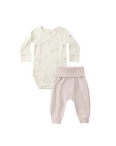 Clothing Baby Bottoms: Quincy Mae Side Snap Bodysuit + Pant Set (Snow Owls)