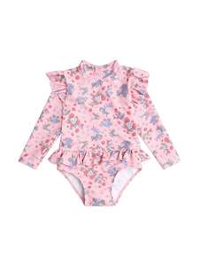 Huxbaby Strawberry Garden Frill Swimsuit (Strawberry Pink) - Baby