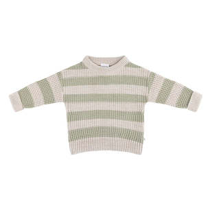 KYND Baby Textured Knit Jumper (Light Sage Stripe) - Boys