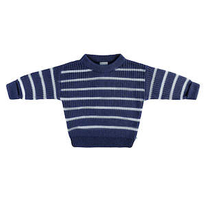 KYND Baby Chunky Rib Knit Jumper (Navy Stripe)