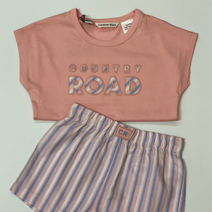 Clothing Girls Sleepwear: Country Road Logo Boxer PJ Set (Blush Pink)