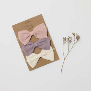 Over The Dandelions: OTD Muslin Bow Headband Set (Blush, Milk, Lilac)