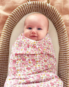 Swaddles Wraps: Alimrose Muslin Swaddle (Rose Garden)