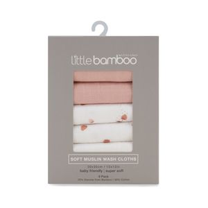 Little Linen Muslin Washcloths 6pk (Dusty Rose)