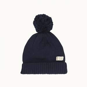 Nature Baby Merino Alpine Pom Pom Beanie Navy