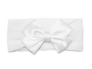 Hair Accessories: Goody Gumdrops Satin Bow Stocking Baby Headband (White)