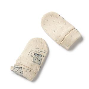 W&F Organic Pointelle Mittens (Little Bear)