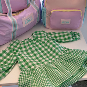 All Baby Clothing Full Price: Country Road Gingham LS Mini Dress (Jade Green)