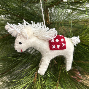 Unicorn: Pashom Felt Christmas Hanging Decoration (Unicorn with Red Blanket)