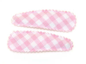 Hair Accessories: Goody Gumdrops Gingham Bold Mid Snap Clips (Pink/White)