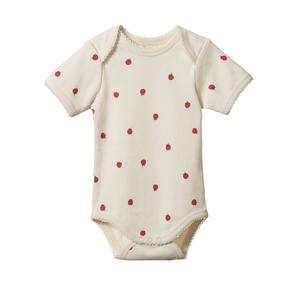 Nature Baby Organic Cotton S/S Bodysuit (Raspberry Print)