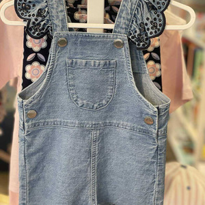 Country Road Denim Broderie Overalls (Mid Blue Denim)