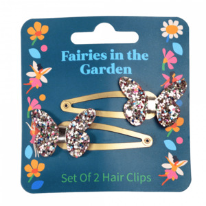 Gift Ideas For Pre Schoolers: Rex London Glitter Butterfly Hair Clips 2pk (Fairies In The Garden)