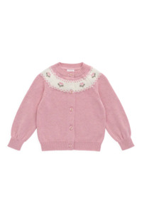 Clothing Girls Jumpers Sweats: Jamie Kay Annette Cardigan (Annette Jacquard - Pink Flutter Marle)