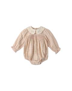 Quincy Mae Callie Romper (Pink Plaid)