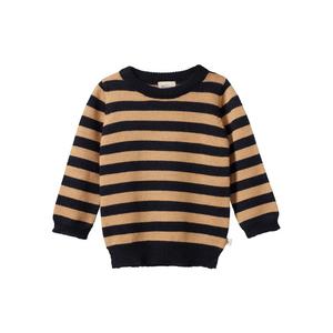 Nature Baby Merino Knit Pullover (Navy/Caramel Stripe)