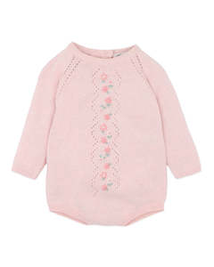 Bebe Winnie Hand Embroidered Knit LS Bodysuit