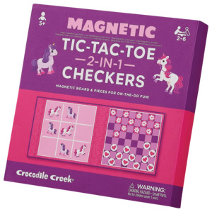 Croc Creek 2-in1 Magnetic Tic Tac Toe & Checkers (Unicorn)
