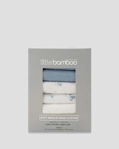 Little Linen Muslin Washcloths 6pk (Retro Blue)
