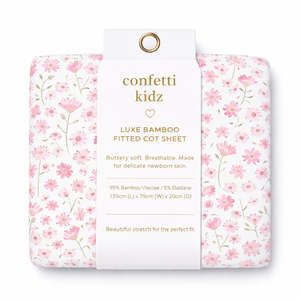 Confetti Kidz Fitted Bamboo Cot Sheet (Seashell Bloom)