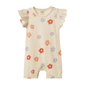 Clothing Baby Playsuits Rompers: Nature Baby Tilly Suit (Flora Stamp Print)