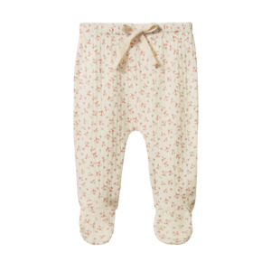 Nature Baby Organic Cotton Pointelle Footed Romper Pants (Dandelion Print)